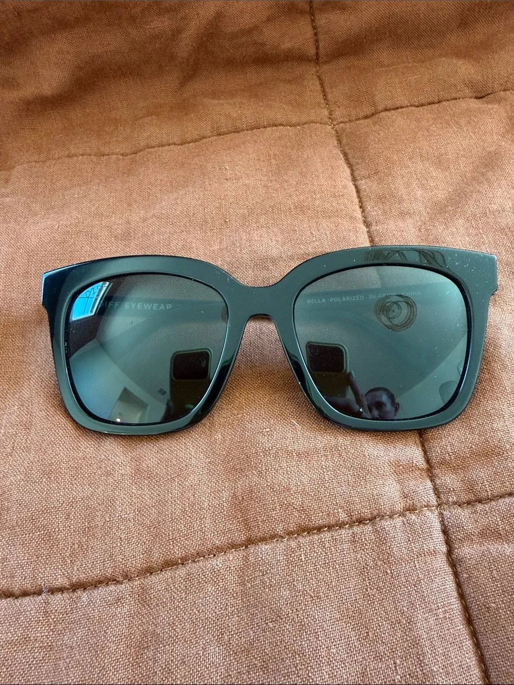 Diff Eyewear Black Square Polarized Women's Sunglasses
